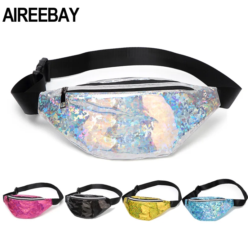 AIREEBAY голографические блестки поясная сумка серебристая для женщин женская с