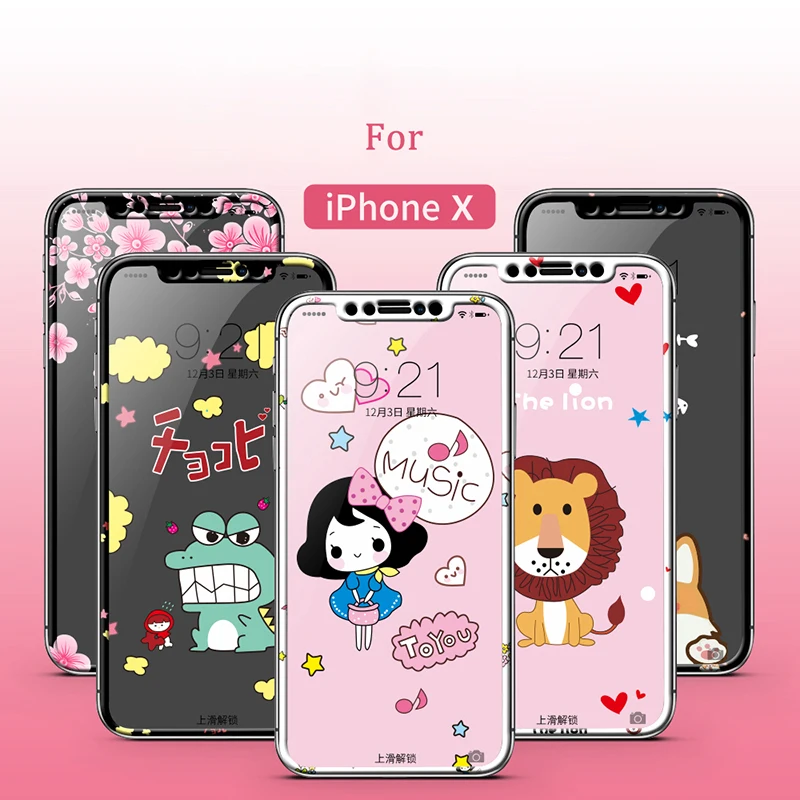Для iphone x 3D стекло протектор экрана ультра-тонкий прекрасный мультфильм против
