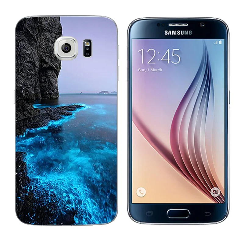 Ультратонкий Мягкий силиконовый черный чехол для Samsung Galaxy S6 s 6 с принтом сосны Fundas