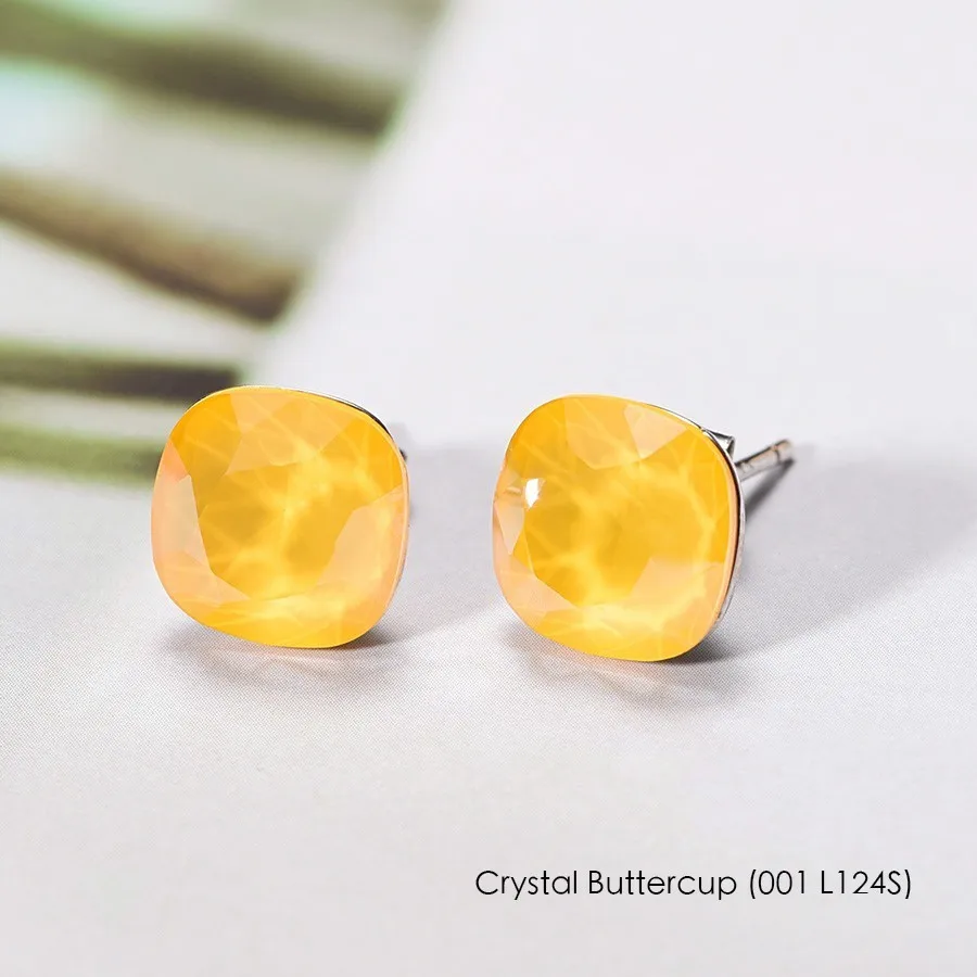 L124S Crystals From Swarovski Stud Earrings For Women New Fashion Sterling silver Earrings Piercing Earring Elegant Wedding Jewelry - Окраска металла: L124S