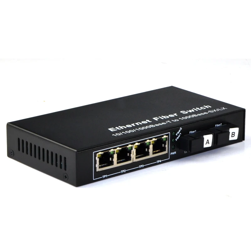 Медиа конвертер Gigabit Ethernet 4 порта 1000 Мбит/с RJ45 на 2 м|Оптоволоконное оборудование| |