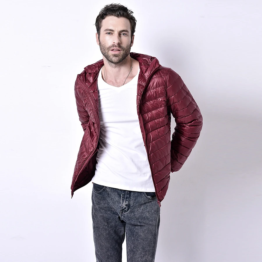 Ультралегкий мужской пуховик на 90% белом утином пуху зимняя и осенняя