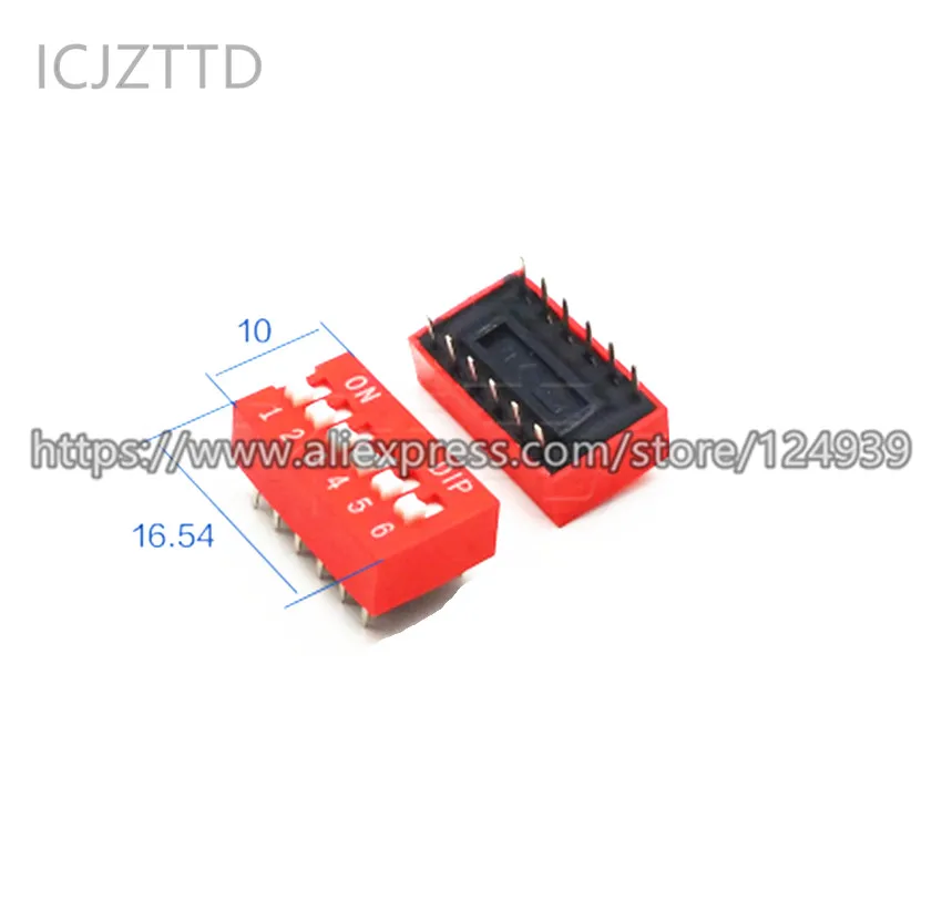 Новый переключатель прямых кодов DIP switch красного цвета DS-1P/2P/3P/4P/5P/6P/7P/8P/9P/10P/12P