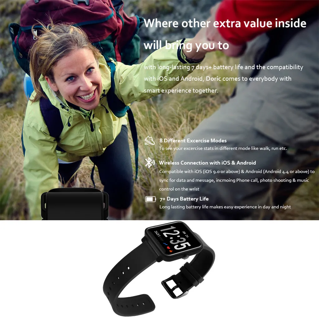 Beautyss DO10 умный Браслет IP67 Поддержка секундомер часы amazfit bip трекер активности браслет пульсометр для iphone