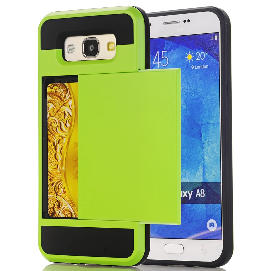 for A3 A5 A7 2016 2017 Case Luxury Protect Hybrid Hard Rubber Impact Armor Card Pocket Cover Samsung galaxy A520 A320 Coque | Мобильные