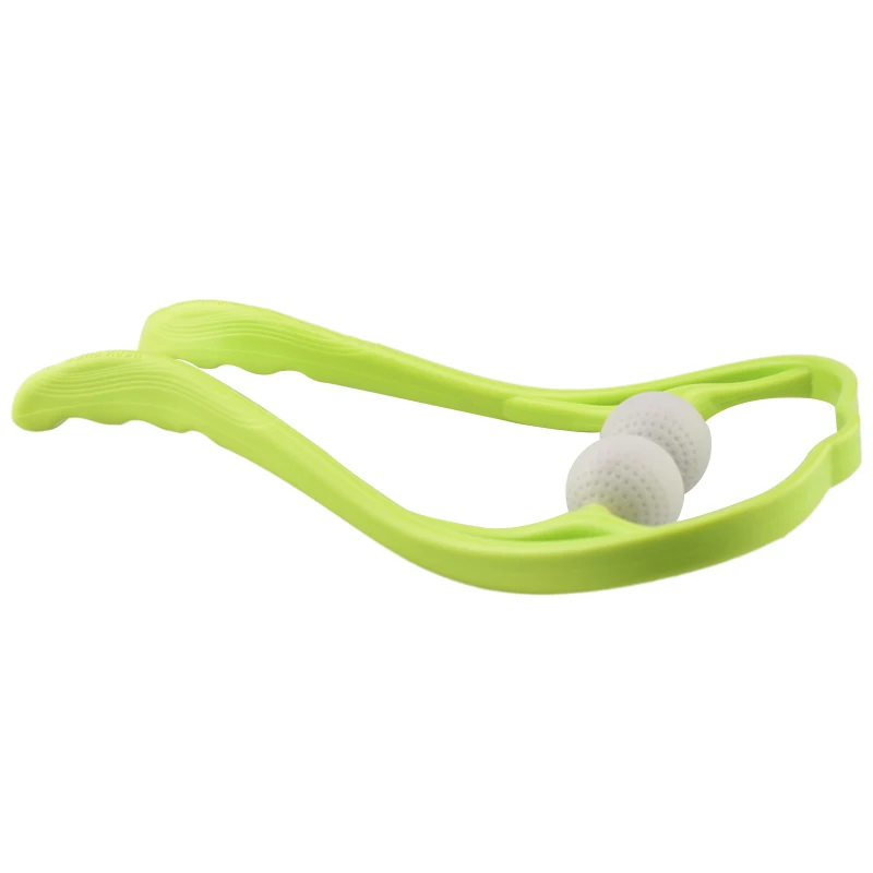 Green Neck Massager Массажер для шеи, для боли в шее и плечах, двойной триггер, инструмент для самомассажа, имитирует массаж, глубокий тканевый массажер для головы - Цвет: Green Neck Massager