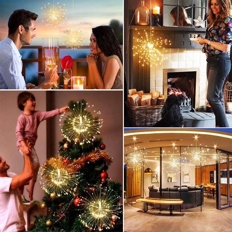 148 светодиодный фейерверк гирлянда пульт дистанционного управления 8 режимов