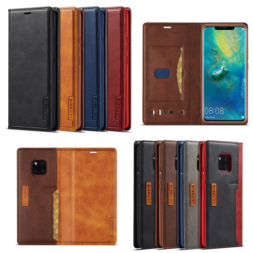 Кожаные чехлы для телефонов Huawei P30 P20 Pro Lite Mate 20 pro lite Nova 3e флип Чехлы контрастных
