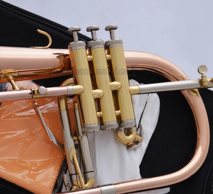 Профессиональный lFactory заказной товарный знак Роза Латунь Bb Flugelhorn Monel клапан Новый Flugel рожок 2 шт