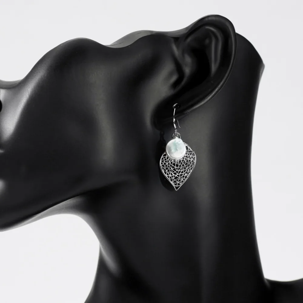 Серьги-подвески Neoglory с пресноводным жемчугом и круглым белым шариком элегантный