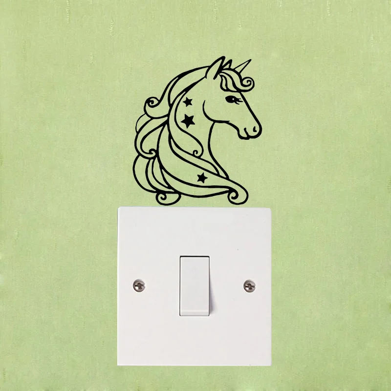 YJZT Pattern Vinyl Switch Sticker Living Room Decor Wall Decal Cartoon Unicorn 17SS0044 | Дом и сад