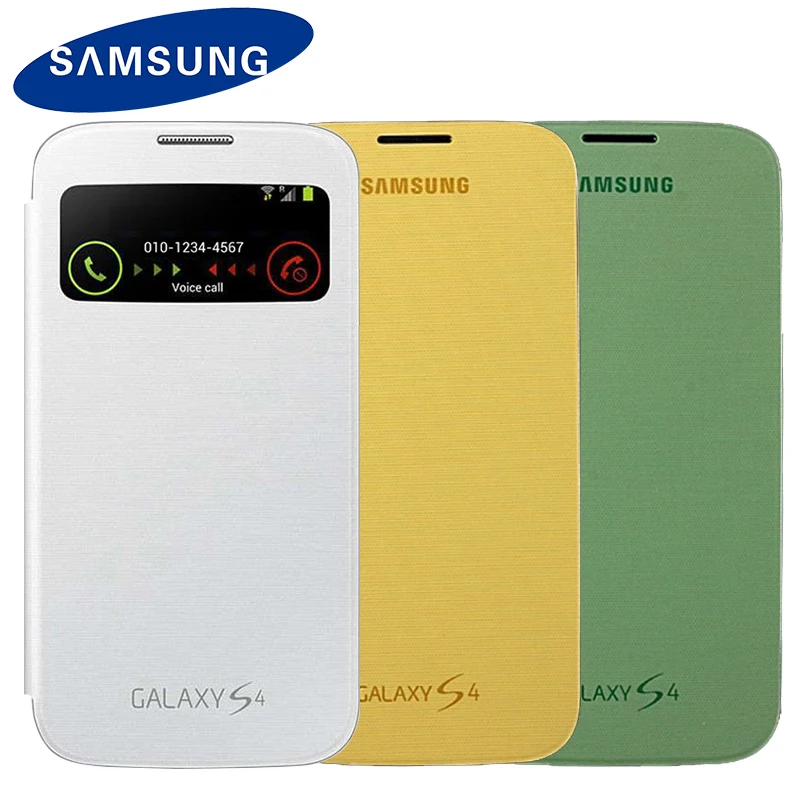 Оригинальный флип чехол для samsung Galaxy S4 i9500 i9505 кожаный умный с окошком защитный