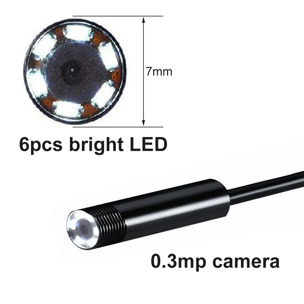 7 мм объектив 2 м/5 м/10 м мягкий USB-кабель с вилкой Mini Камера эндоскоп наблюдательная - Фото №1