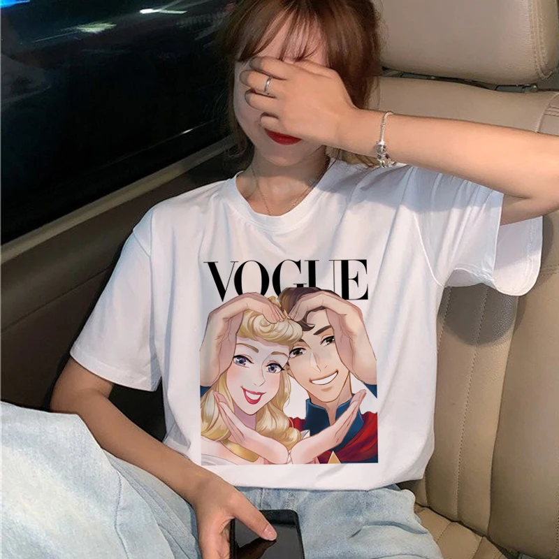 Vogue Harajuku Ullzang Футболка женская забавная мультяшная принцесса футболка 90s графическая Эстетическая Футболка Модные кавайные футболки женские
