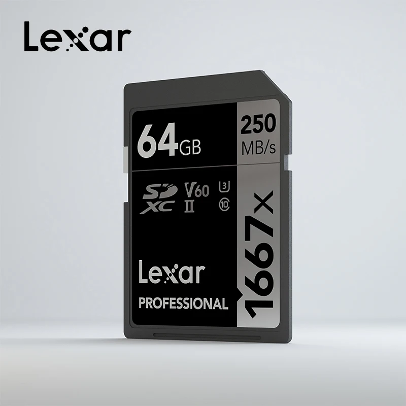 Оптом и продажи, оригинальные Lexar читать 250 МБ/с. 1667x SD Card 64 Гб 128 256 SDXC UHS-II U3 флэш-карта памяти для 3D 4K цифровой Камера