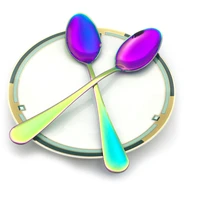 246pcs 8 stainless steel dinner spoon rainbow table spoons long handle rice soup spoon wedding cutlery restaurant flatware