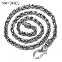 8mm width100 925 sterling silver necklaces for men male punk style thai silver long chain necklace 55cm 60cm