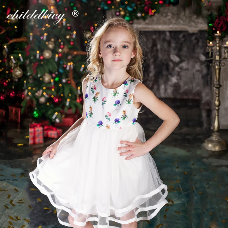 ChildDkivy 3-12Y Baby Girls Dress Summer 2018 Lace Princess for Clothes Kids Dresses 10 ears | Детская одежда и обувь