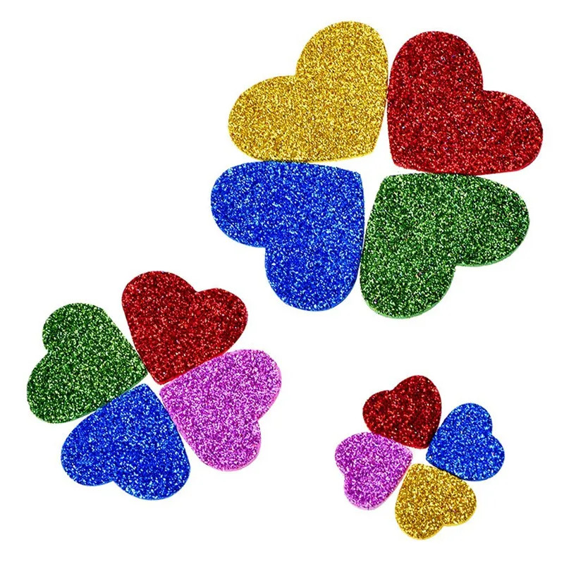 Блестящие наклейки из пеноматериала с сердечками и звездами Бумага блестящие