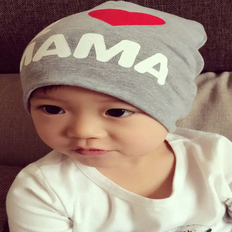 Baby Spring Autumn Winter Cute Hats Toddler Kids Knitted Letter Print I Love Mama Papa Caps Boys Girls Beanies Accessories|Мужская Skullies &