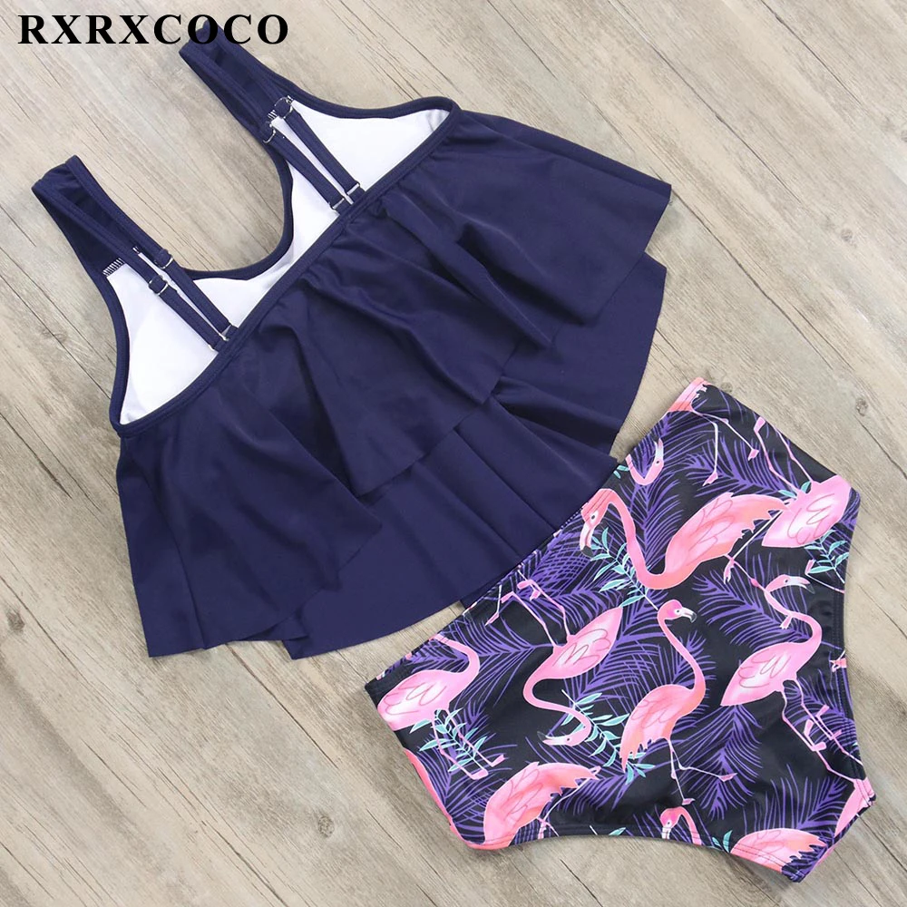 RXRXCOCO,, сексуальное бикини,, Mujer, купальник с оборками, женский, пуш-ап, высокая талия, бикини, набор, Bnadage, бикини, Одноцветный Купальник для женщин