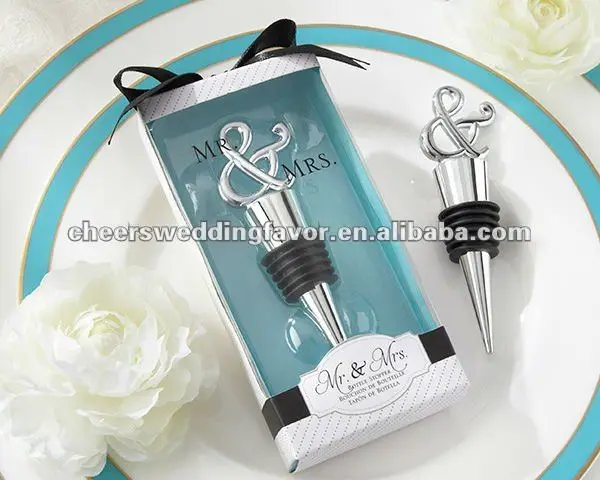 

Factory Fast Delivery 30pcs/lot Wedding Favor "mr. & mrs." Chrome Ampersand Bottle Stopper Wholesale