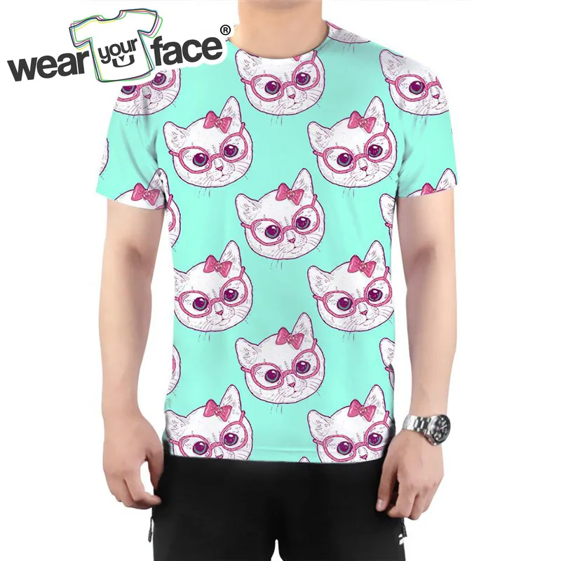 Футболка мужская с 3D рисунком кошек смешная хипстерская уличная одежда коротким