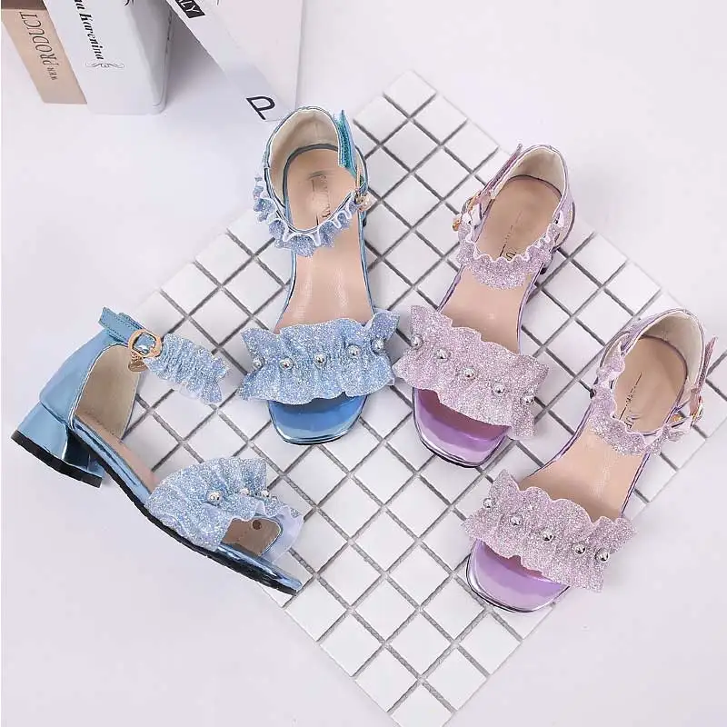 

Children Beautiful Flower Shoes Girls Roman Sandals sequins Bow Princess leather shoes Girls Casual Shoes dance shoes