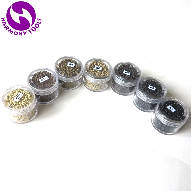 Нано бисер для наращивания волос 21 бутыль 7 цветов 1000 мм x 2 9 1 6 мм|beads for hair|silicone lined