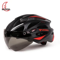 moon bicycle riding helmet glasses integrated mountain road bike magnetic helmet men and women riding equipment