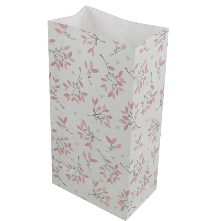 Pink leaf Zilue 50 шт./лот, крафт-бумажный пакет, разноцветный, без ручки, Подарочная посылка, для походов в лагерь, вечерние, бумажный пакет, упаковка для еды, 23 см X 12 см X 7,5 см - Цвет: Pink leaf