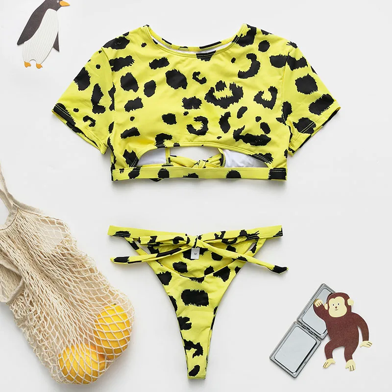 Женский купальник Simplee с высоким вырезом привлекательный бандажный купальный