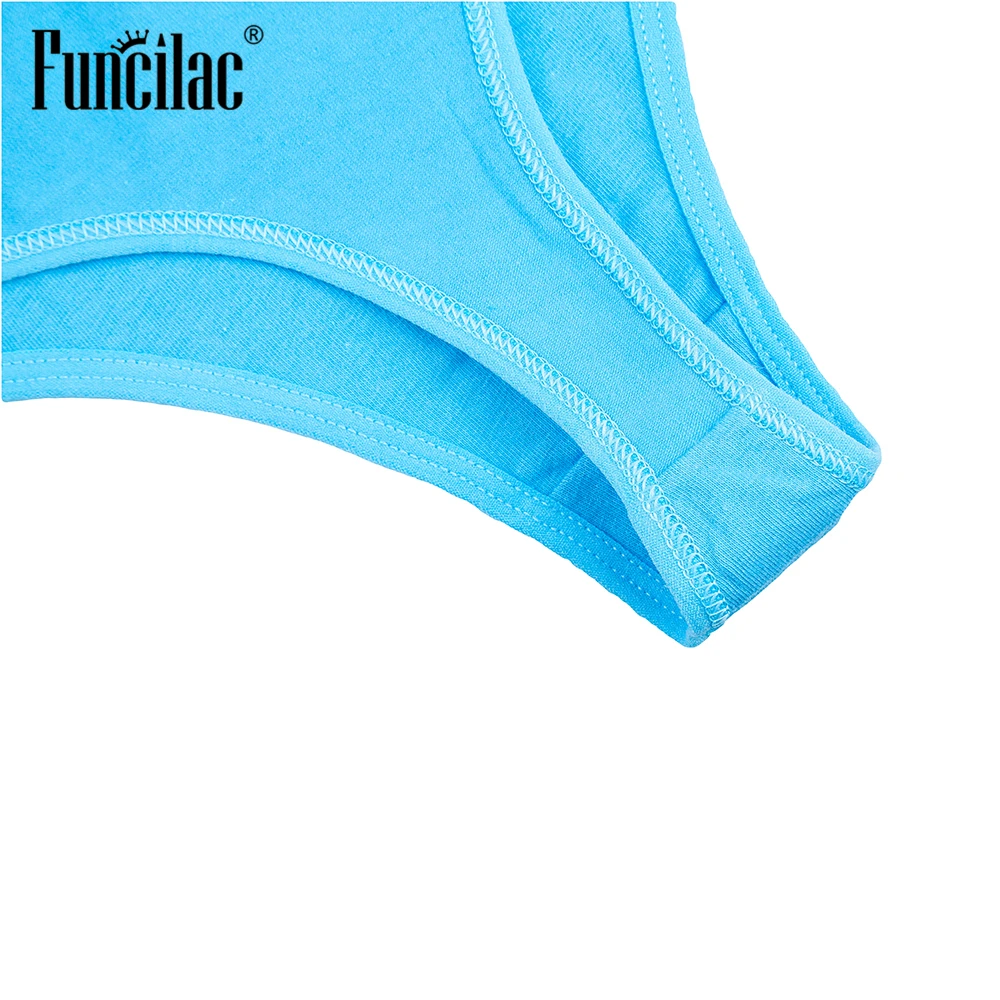 FUNCILAC Нижнее белье женские хлопковые сексуальные стринги однотонные трусики