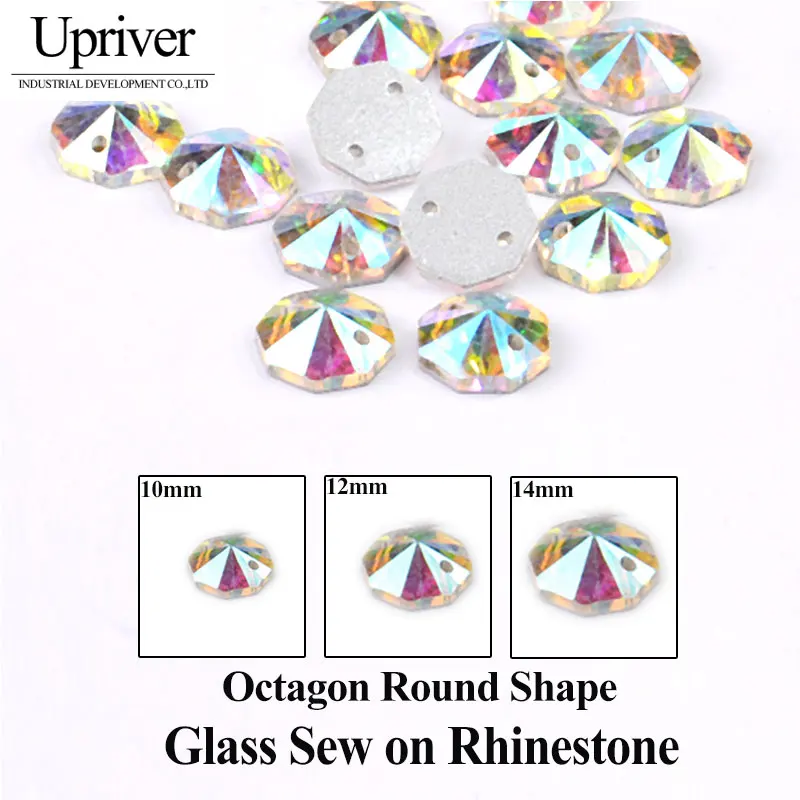 

Upriver 8mm 10mm 12mm 14mm 16mm 18mm Round Rivoli Clear Crystal Sew On Rhinestone Glass Crystal AB