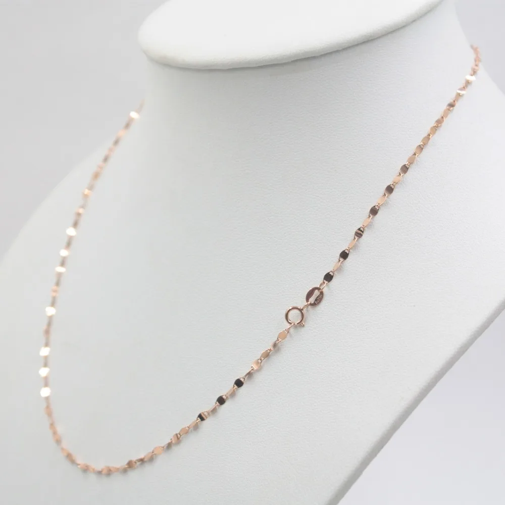 Ожерелье из настоящего 18-каратного розового золота женская элегантная цепочка