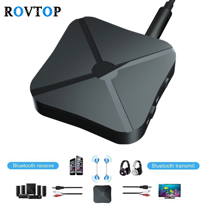 Аудиоприемник и передатчик Rovtop 2 в 1 Bluetooth 4 стерео беспроводной адаптер с 3 5 мм AUX