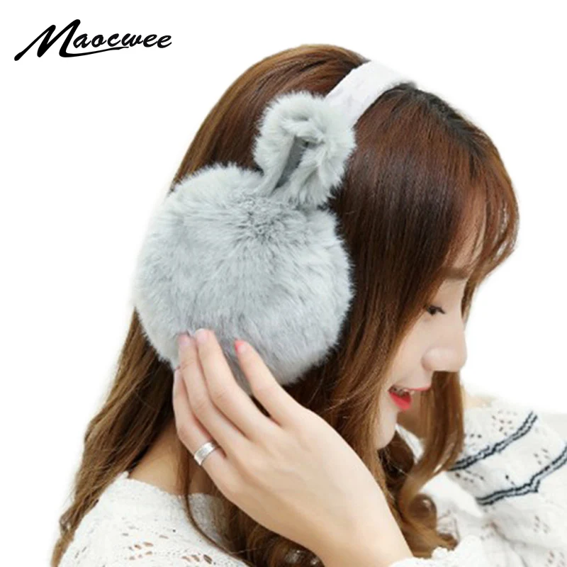 

Lovely Faux Rabbit Fur Winter Earmuffs Fur Ear Muffs Cache Oreilles Comfort Warm Pink Winter Cat Ears Earmuffs for Women Girls