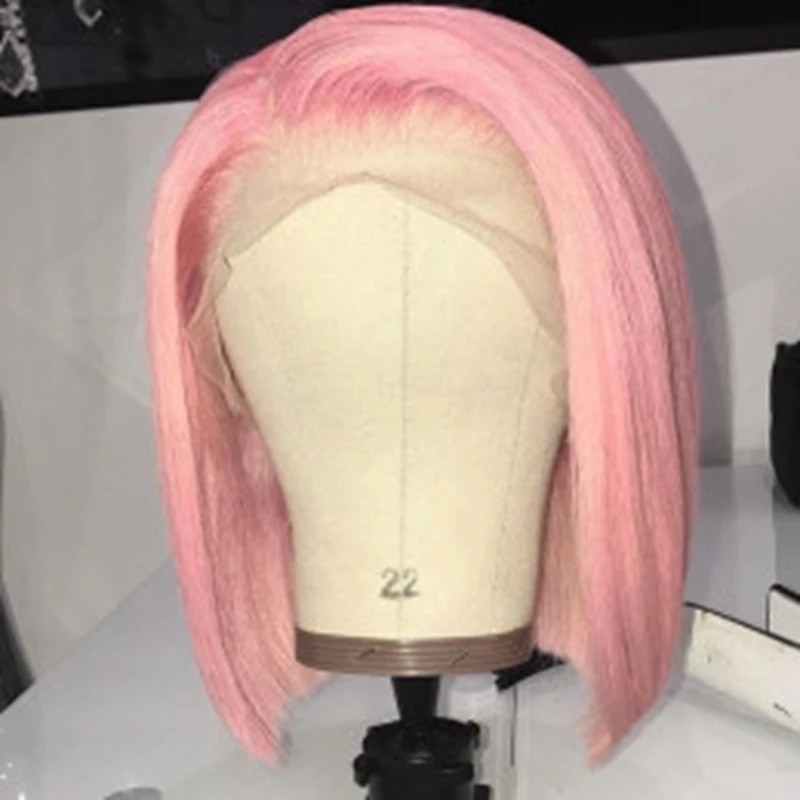 Перуанские человеческие волосы Remy розовый цвет фронтальный парик шнурка