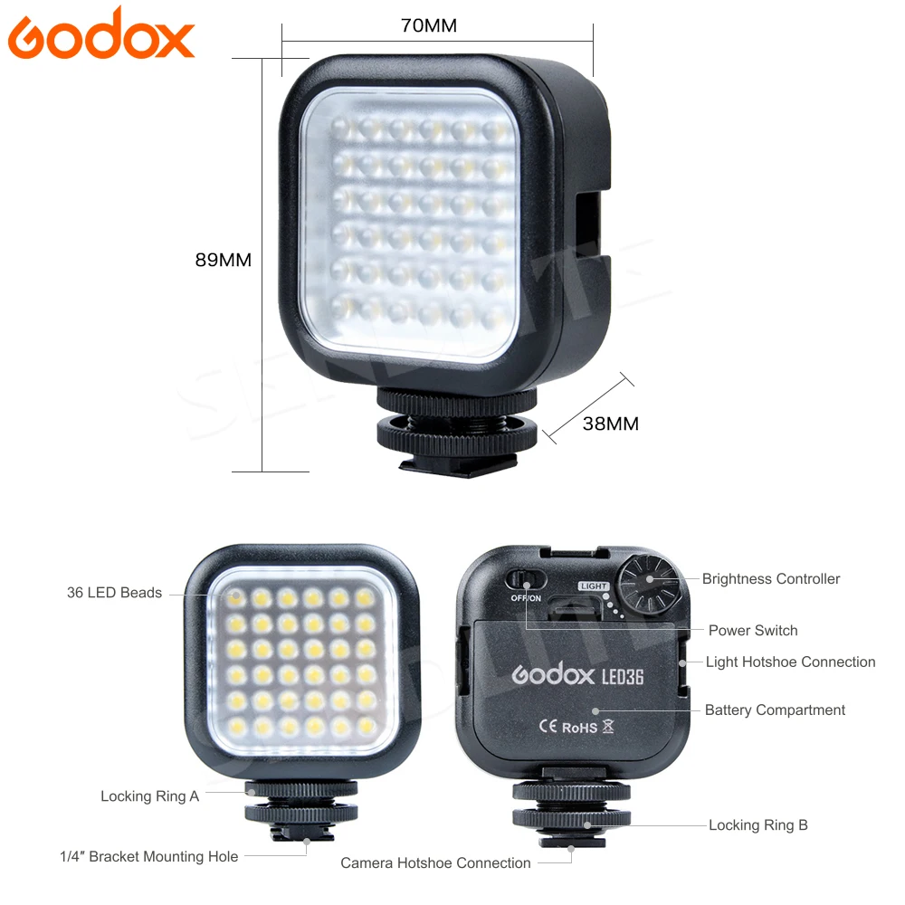 Оригинальный Godox LED 36 видео профессиональный Фотовспышки 5500 ~ 6500 К для DSLR Камера