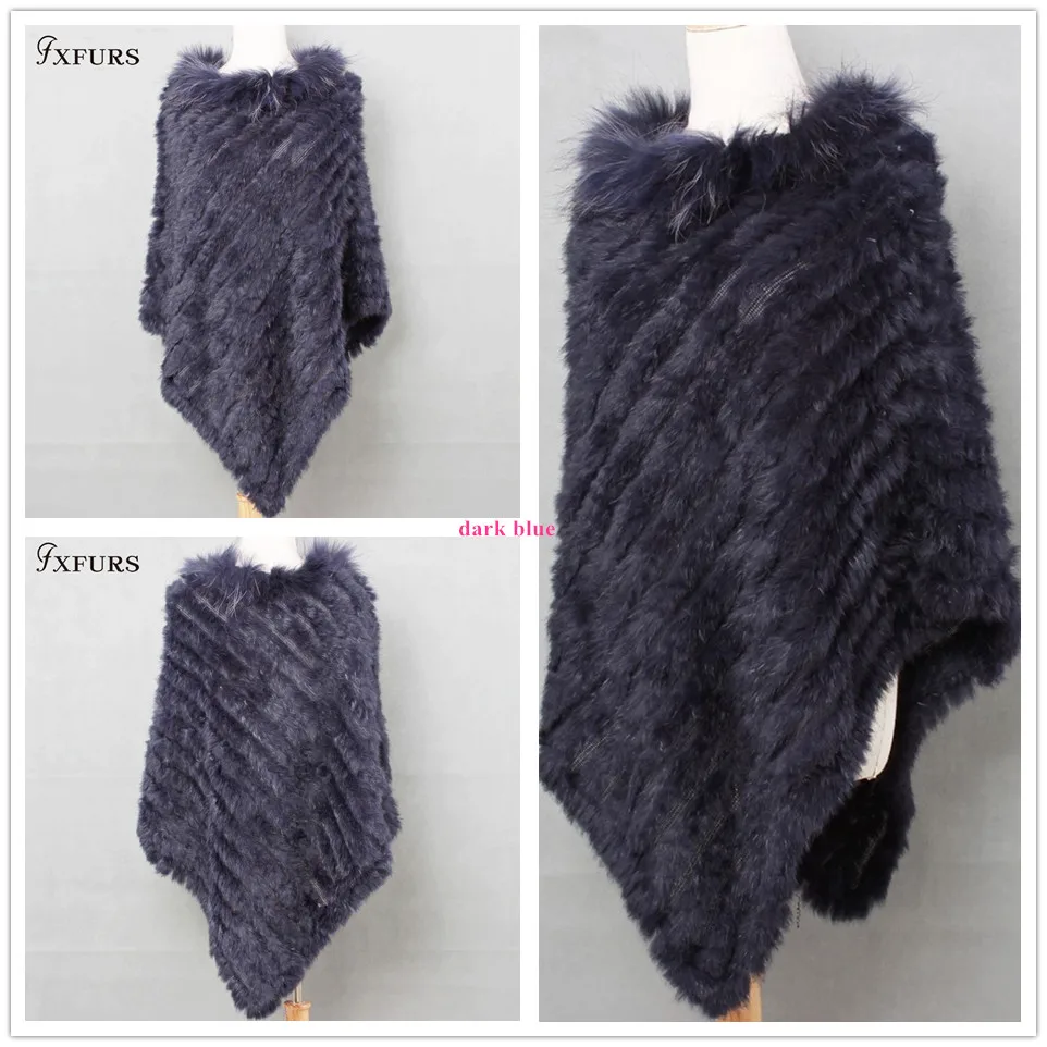 FXFURS, новинка, женский модный пуловер, вязаный, кроличий мех, енот, мех, пончо, накидка, натуральный мех, вязанный, Amic, палантины, треугольные шали, палантин