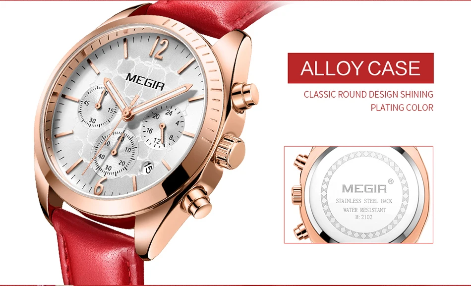 MEGIR, женские часы, Топ бренд, роскошные женские часы, Montre Femme,, модные розовые кварцевые женские часы, подарок для влюбленных, Relogio Feminino