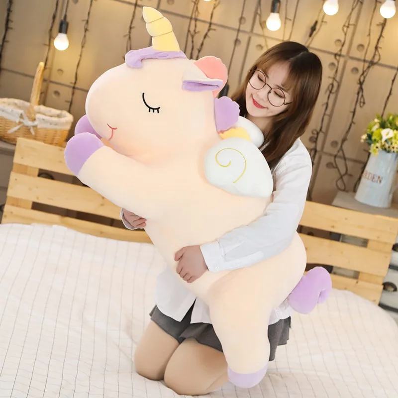 

Large plush unicorn toys soft colorful horse stuffed animal pillow huggable doll Christmas birthday gift for girls children