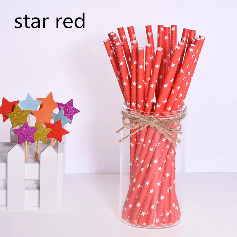 star red 25 шт. креативные топперы для торта Фламинго бумажная соломинка для питья для детского душа мальчишник вечерние украшения для вечеринки сделанные своими руками - Цвет: star red