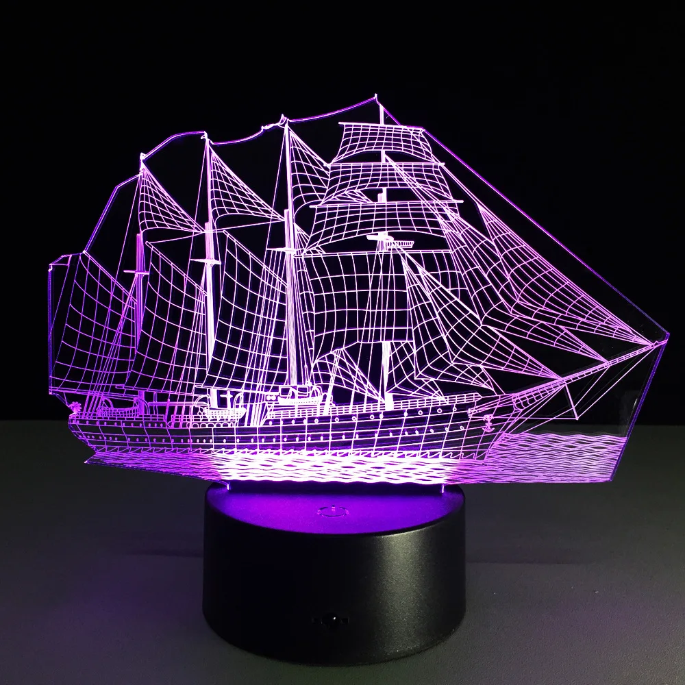 Usb 3d Светодиодная настольная лампа подарок ПВХ 3D цветной ночник Парусная Luminaria Table