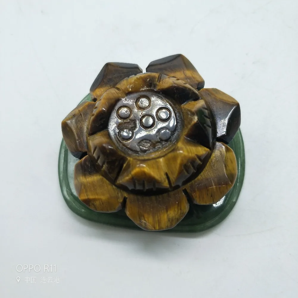 Natural Carved Rose Quartz Gemstone Lotus Flower tiger-ite Obsidian Can also do Crystal Ball Stand | Дом и сад