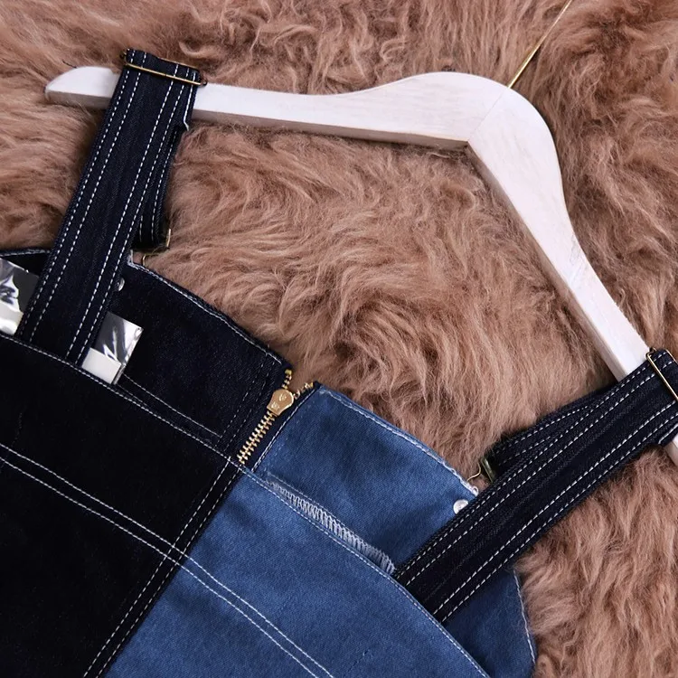 2019 весенние женские комбинезоны в стиле пэтчворк и КолорБлок уличная джинсовый