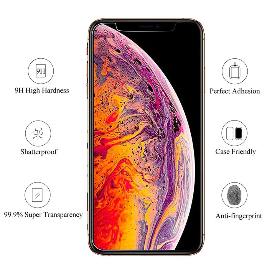 Закаленное стекло для iPhone X XS 11 pro Max XR 7 8 6s Plus, защитное стекло 5S 10, Защитное стекло для iPhone 11 Pro Max XR