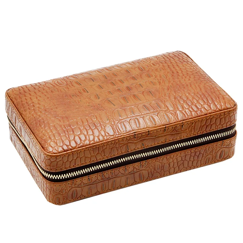 Crocodile Style Чехол для сигар от бренда COHIBA, портативный, из испанского кедра, дерева, хьюмидор, кожа, для путешествий, с увлажнителем, зажигалка, резак - Цвет: Crocodile Style