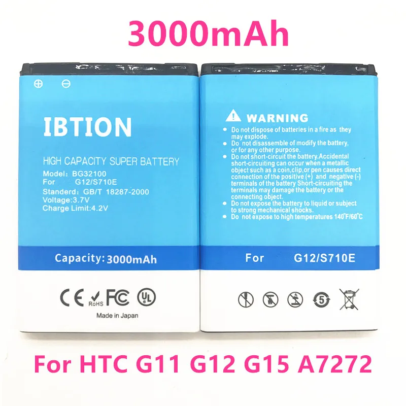 Ibtion 3000 мА/ч BG32100 литий-ионный аккумулятор телефона Батарея для htc G11 G12 G15 A7272 A9393 T8698