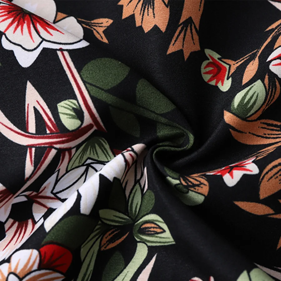 

Men Casual Dress Shirts Floral Summer 2019 New Shirts Flowers Short Sleeve Blue Black Big Size M-7XL A47